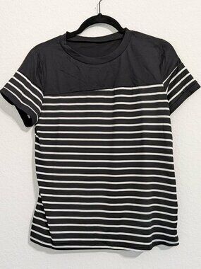 Shein Emery Rose Women's Striped Black & White Top (Medium)